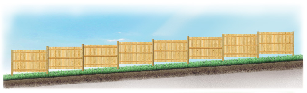 A stepped fence on sloped ground in Salt Lake City Utah